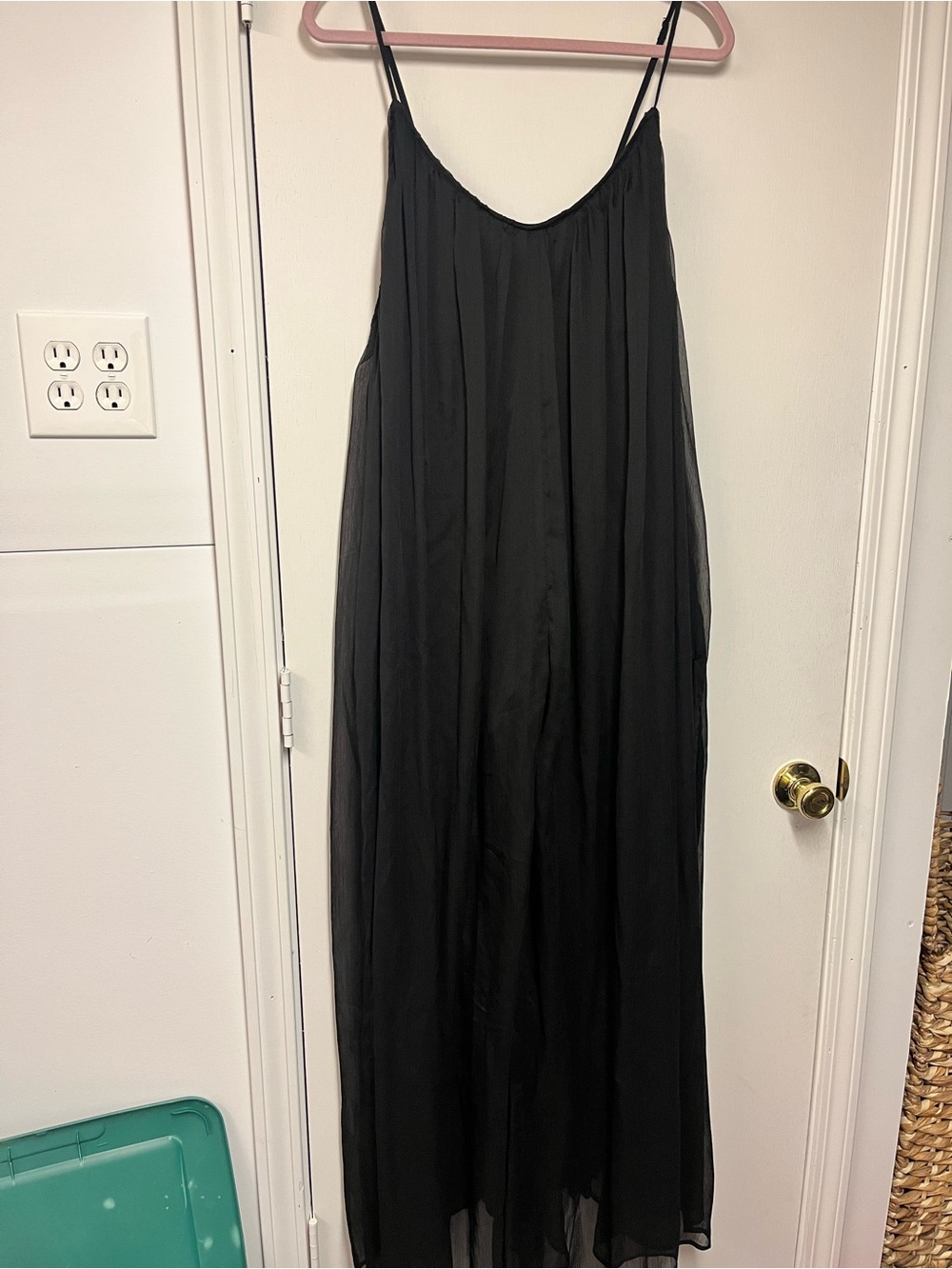 Black Wide Leg Jumpsuit NWT Sheer Overlay